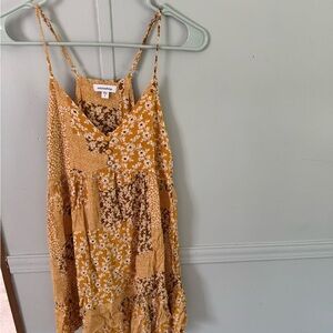 Mittoshop Mustard Floral Spaghetti Strap Dress